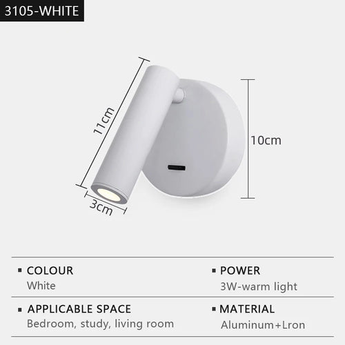 Modern adjustable rotating LED wall lamp for reading - vue 9 sur 12