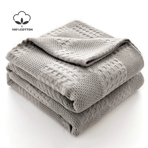 Lightweight decorative waffle cotton throw for living room and bedroom summer - vue 3 sur 7