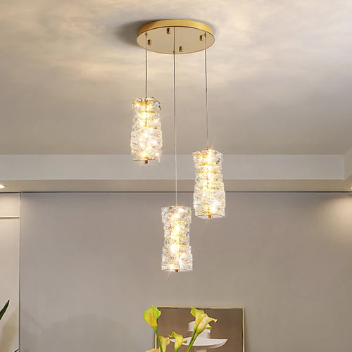 Modern Nordic pendant light in stainless steel and decorative crystal - vue 2 sur 18