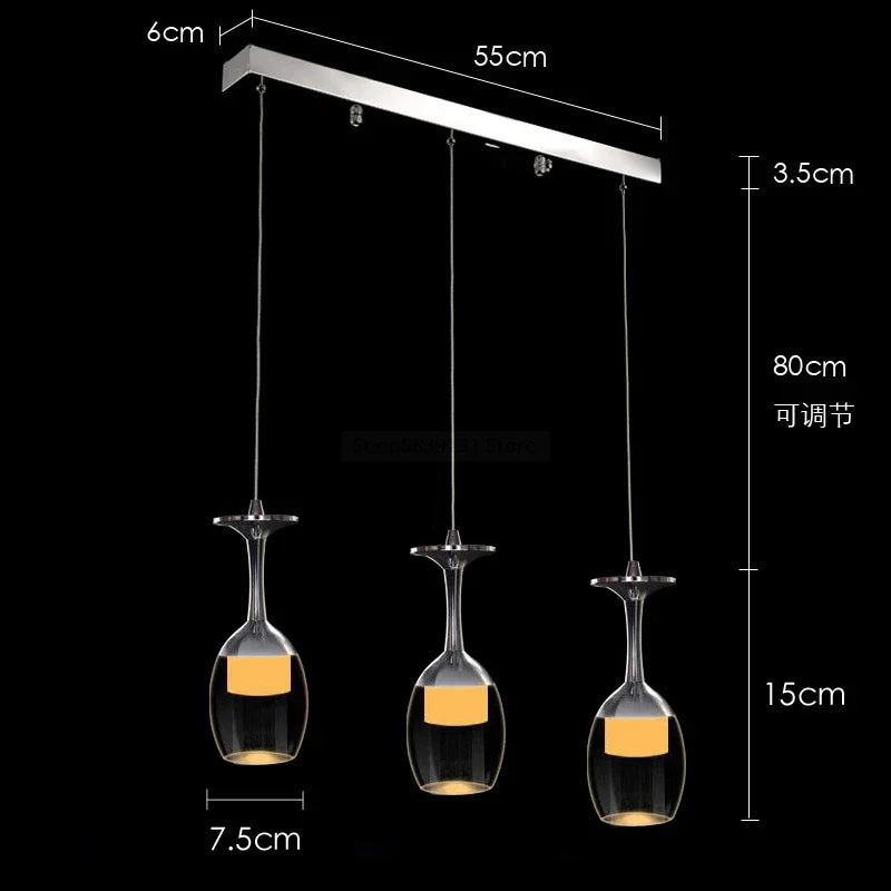 Modern wine glass pendant lights for bar and café - vue 16 sur 16