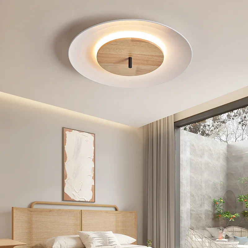 Modern wood ceiling light with LED and remote control