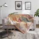 Bohemian knitted world map decorative throw blanket