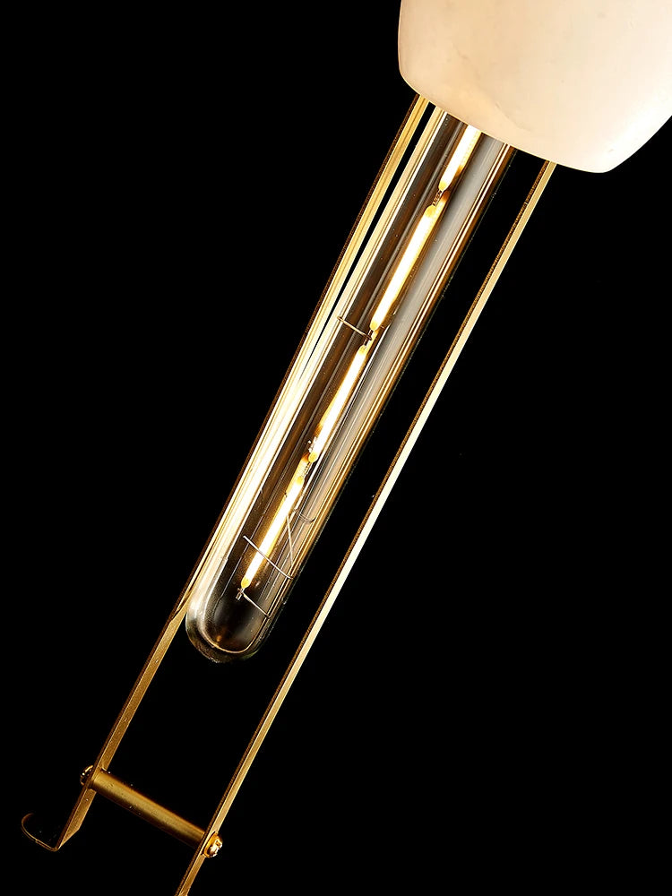 Modern chandelier in natural marble and minimalist copper for decor - vue 5 sur 8