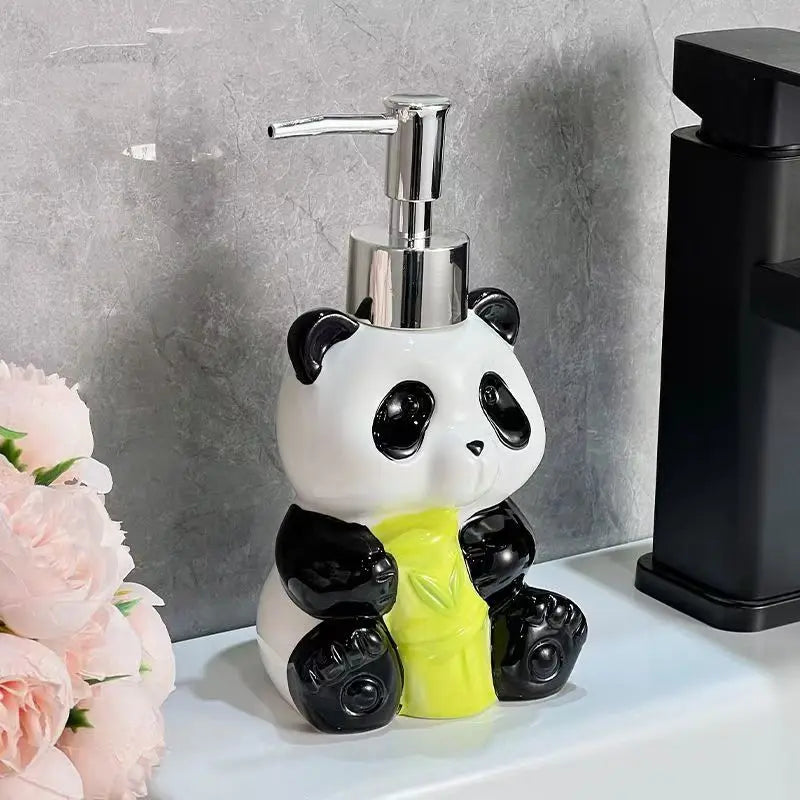 ceramic panda lotion bottle for bathroom