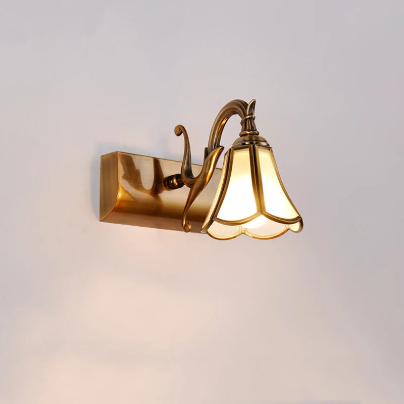 Single head retro bronze glass mirror wall light