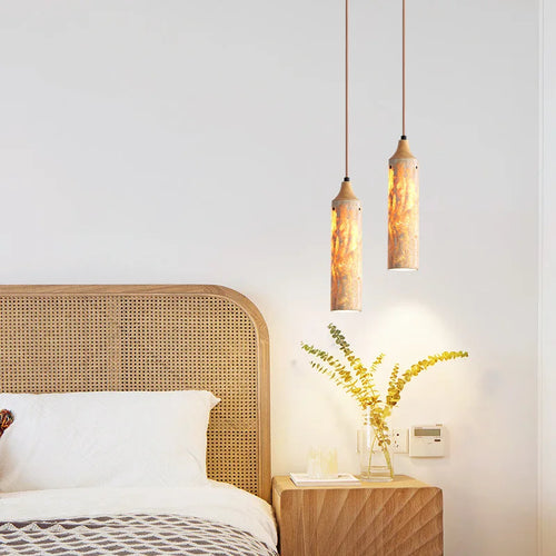 suspension en bois et pierre naturelle pour intérieur décoratif - vue 2 sur 11