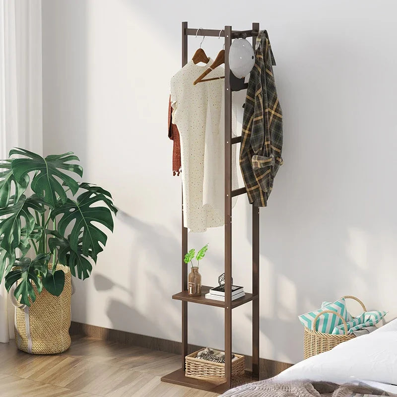 multifunctional bamboo coat rack for modern clothes - vue 4 sur 15