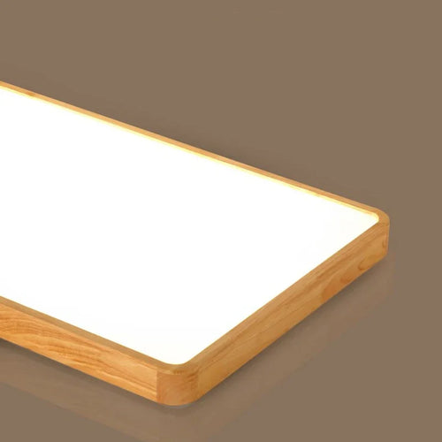 Ultra slim modern ceiling light with remote control in wood and acrylic - vue 8 sur 8
