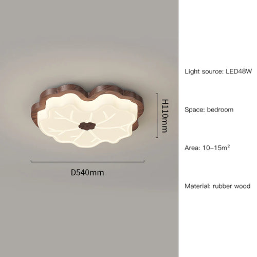 Modern chandelier with creative tree leaf design and wood effect - vue 13 sur 14