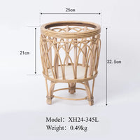 Rattan flower pot with creative bamboo stand