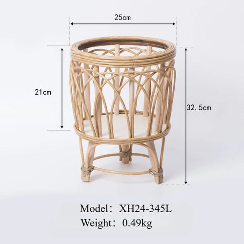 Rattan flower pot with creative bamboo stand
