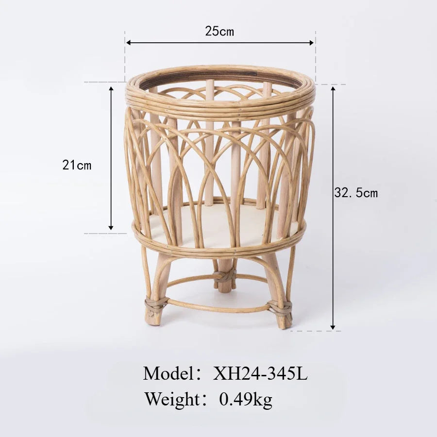 Rattan flower pot with creative bamboo stand