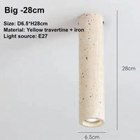 light yellow travertine cylindrical surface mounted ceiling light