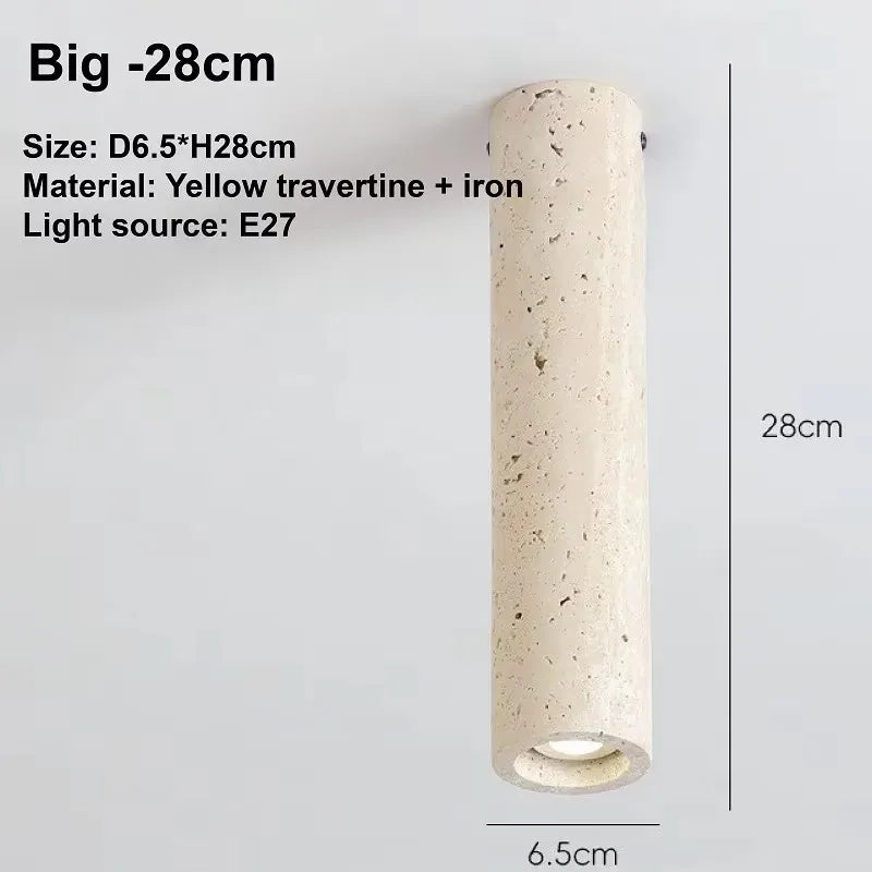 light yellow travertine cylindrical surface mounted ceiling light