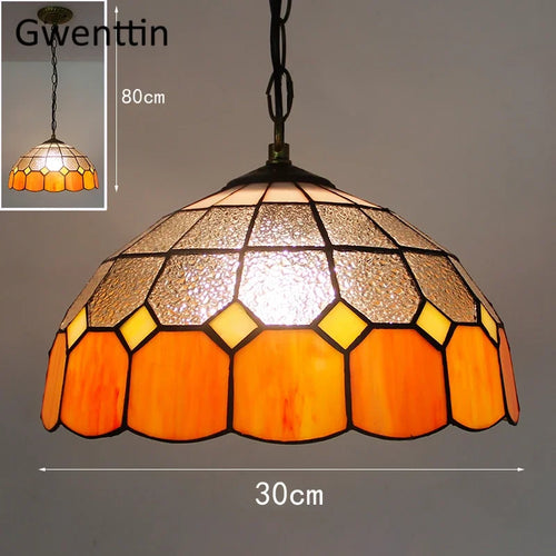 Tiffany style stained glass pendant light for interior decor - vue 11 sur 26