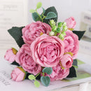 Artificial silk peony and hydrangea bouquet for wedding and home decoration