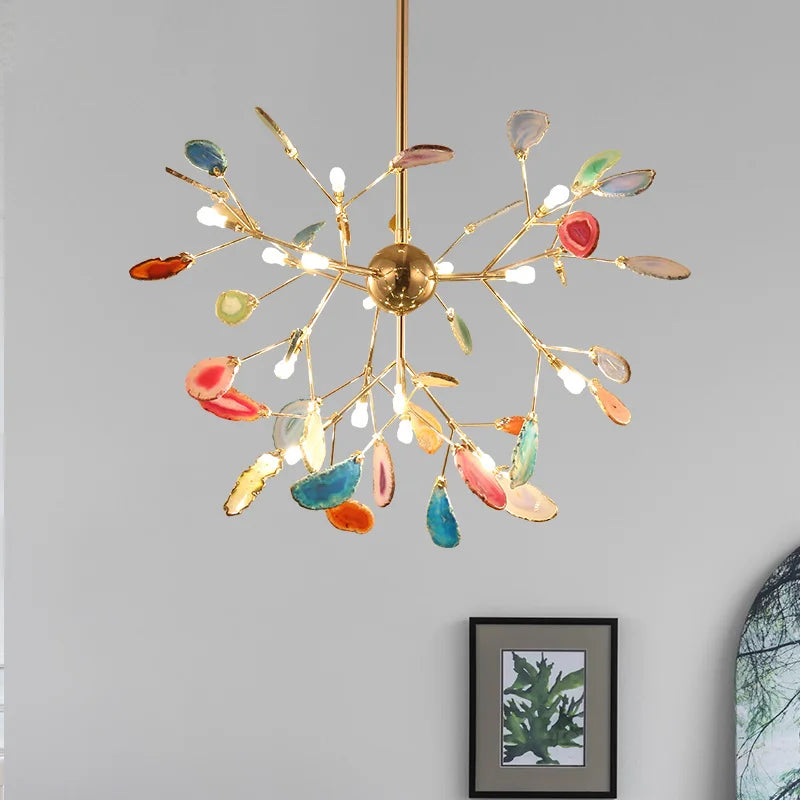 Natural agate LED ceiling light for romantic interior decoration - vue 3 sur 9