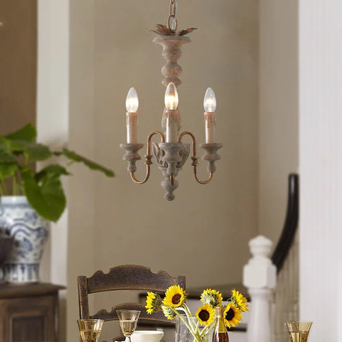 Solid wood rustic nordic style American chandelier - vue 2 sur 7