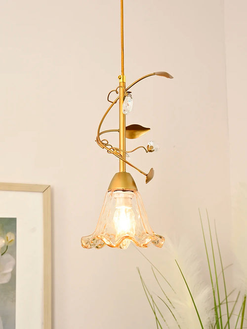 Glass LED chandelier for modern indoor lighting - vue 4 sur 7
