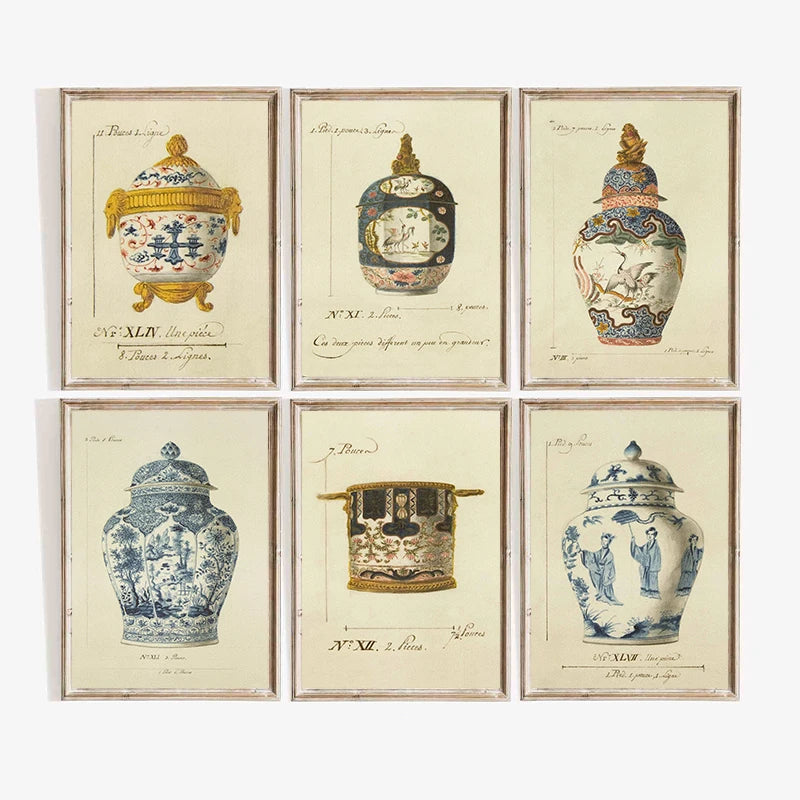 Vintage porcelain jar wall art for decoration and gifts