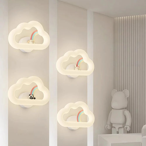 Rainbow cloud LED wall light for children's room - vue 3 sur 6