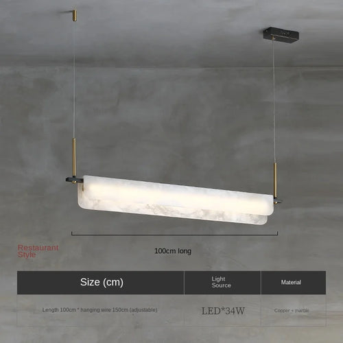 Modern designer chandelier in pure natural marble and copper