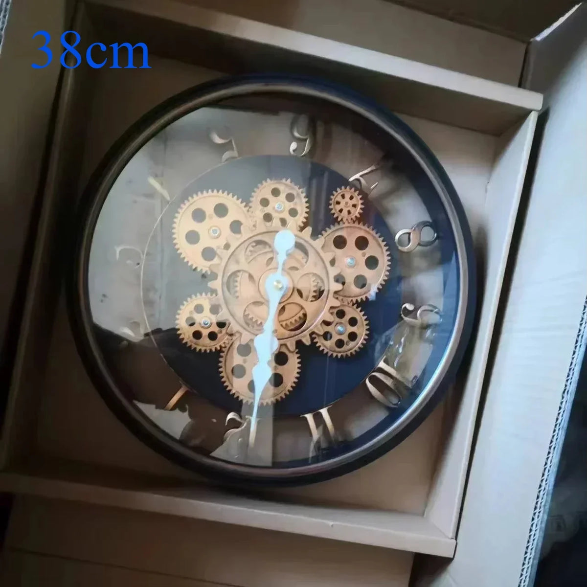 industrial wall clock with silent rotating gear