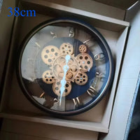industrial wall clock with silent rotating gear