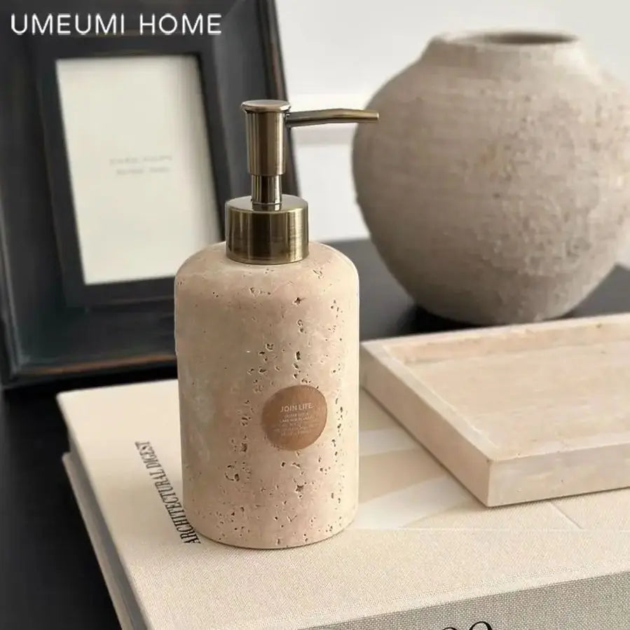 marble bathroom kit with gel holder and dispenser - vue 5 sur 8