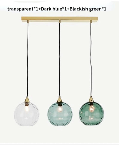 Nordic coloured glass globe pendant light water grain modern restaurant kitchen bedside lamp - vue 27 sur 29