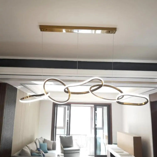 Modern gold stainless steel pendant light for artistic décor - vue 6 sur 11