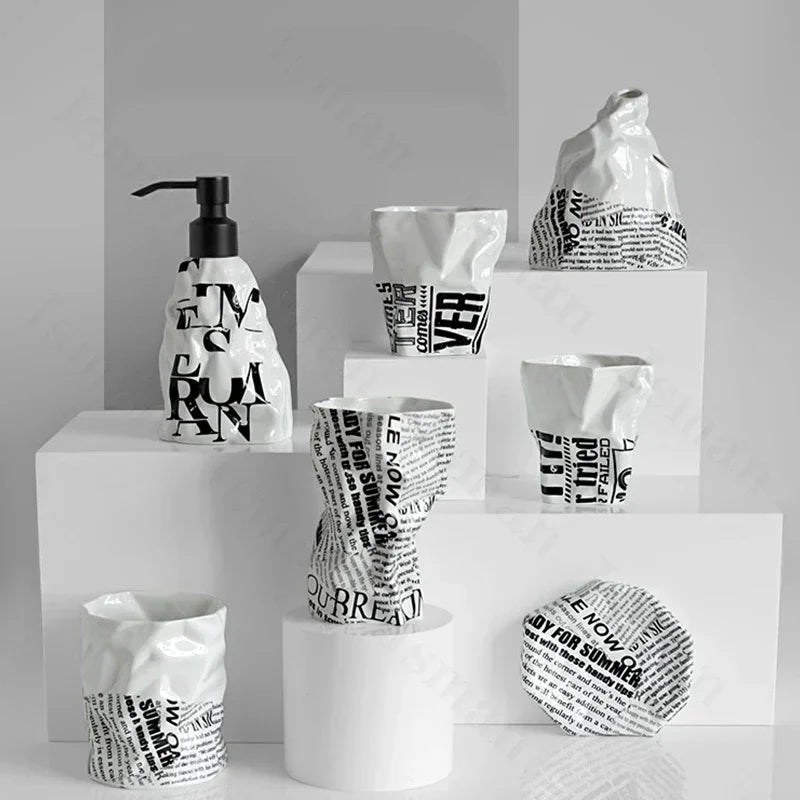 high-end origami art ceramic bathroom accessories