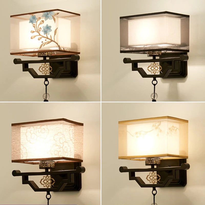 Chinese style fabric wall lamp for modern interiors