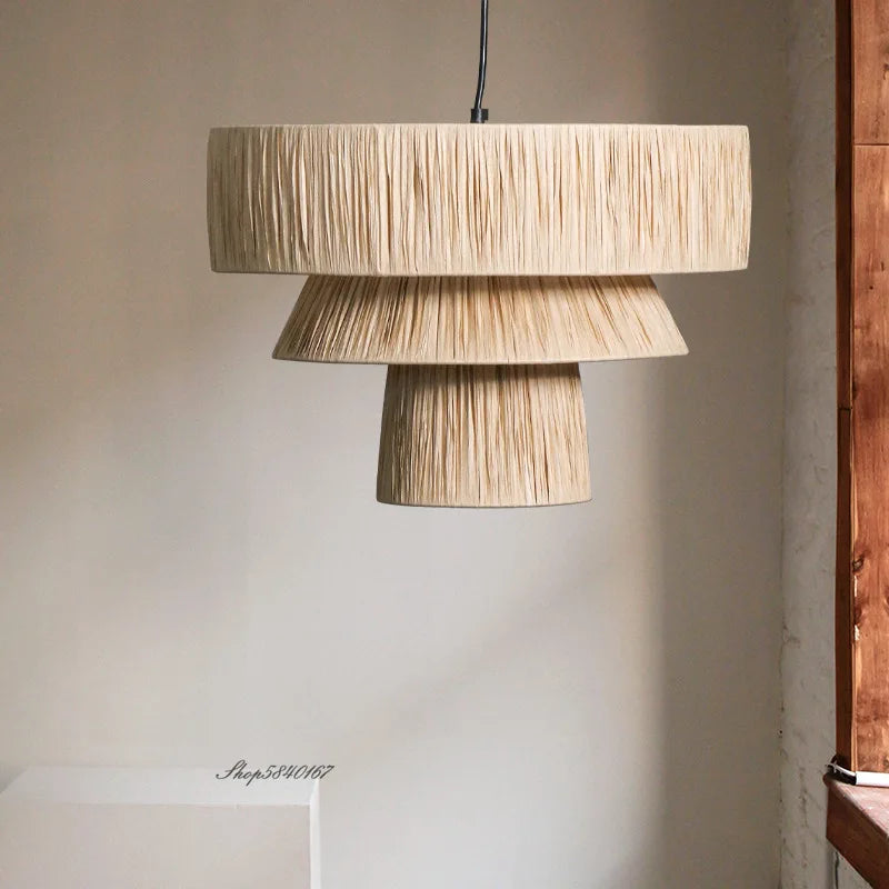 Handmade Japanese style rattan chandelier