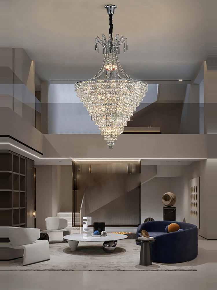 Chrome crystal chandelier for elegant indoor lighting - vue 6 sur 11