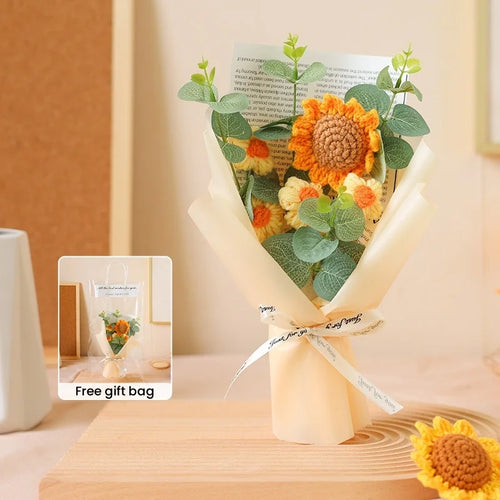 Handmade crochet sunflower bouquet for gifts and decorations
