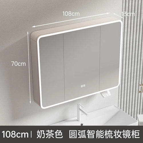 circular aluminum wardrobe with mirror, smart lighting and storage - vue 26 sur 32