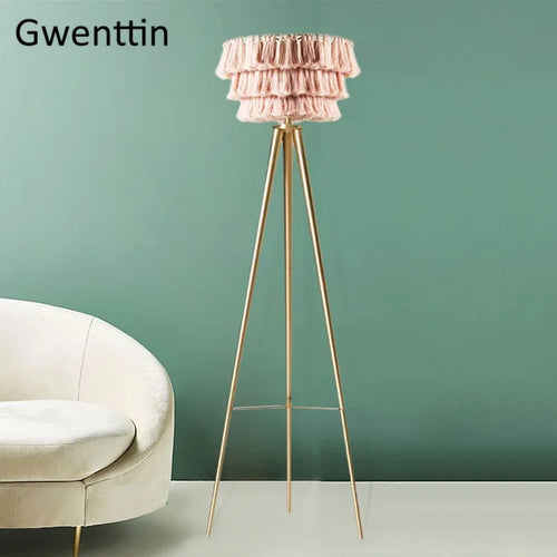 Modern silk thread floor lamp nordic style indoor decor - vue 2 sur 12