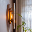 Rattan and Japanese bamboo wood wall lamp
