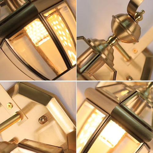 Outdoor wall light gold copper retro luxury for villa, garden, balcony, terrace and gate - vue 6 sur 8