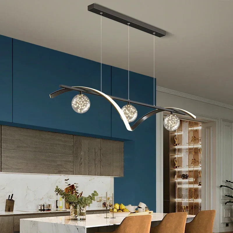 Minimalist glass LED pendant light with dimmer for home - vue 4 sur 8