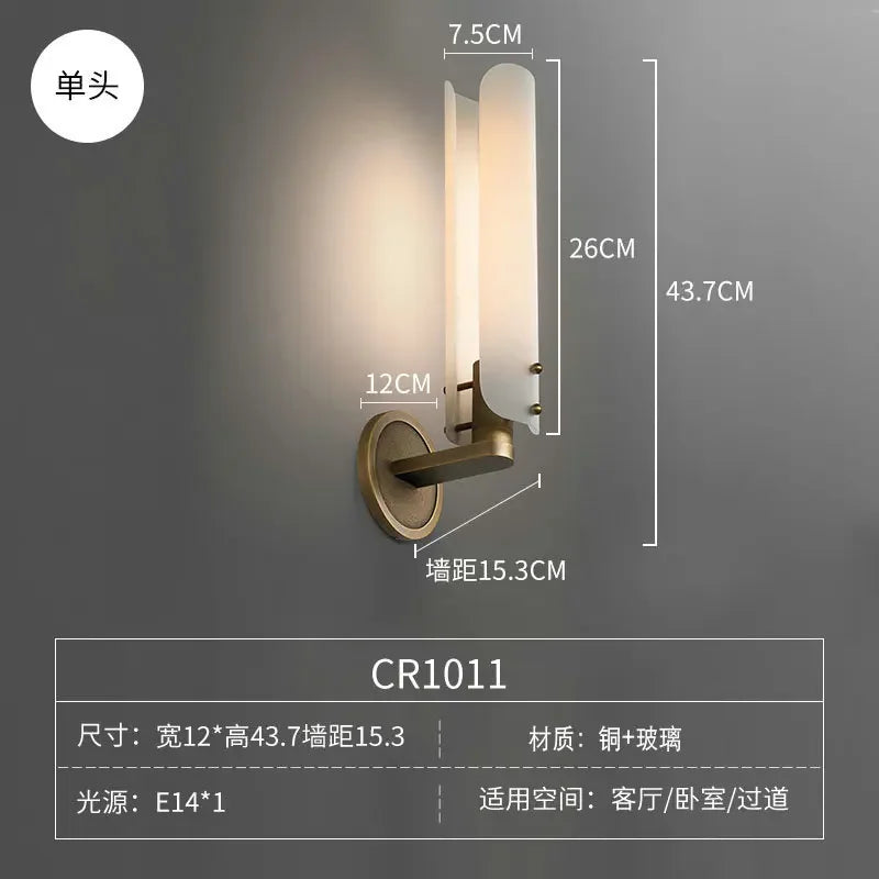 Retro copper and glass luxury decorative wall light for interiors - vue 9 sur 10