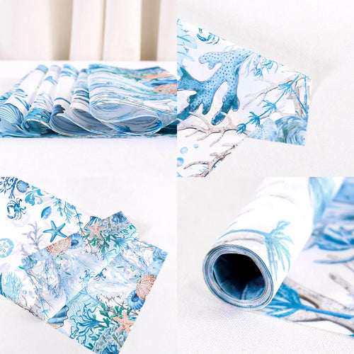 Marine life theme table runner with starfish and seahorses - vue 7 sur 7