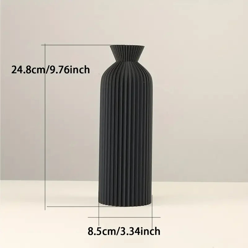 Elegant Black Plastic Vase - Boho Chic Decorative Centerpiece for Home, Office, and Living Room - vue 6 sur 8