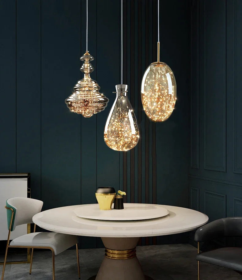 Luxury glass and brass chandelier decorative starlight lighting