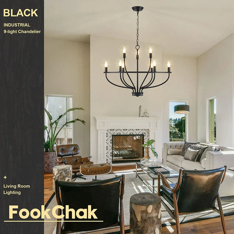 Retro industrial iron chandelier with circular branches - vue 3 sur 6