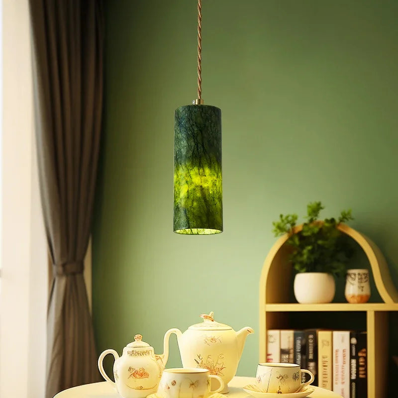 Natural jade chandelier with creative retro medieval style for interior decor