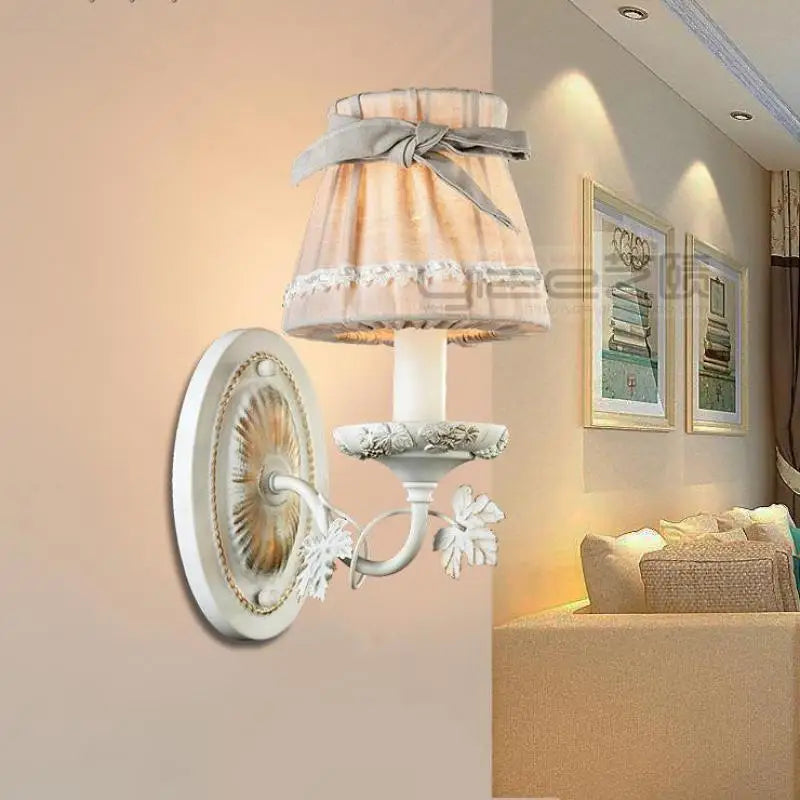 LED wall light with fabric cover and bow for children's room