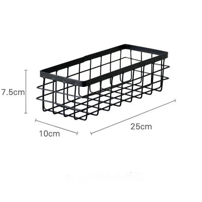 Metal Storage Basket, Black and White, Office Desktop, Cosmetic Sorting Baskets, Kitchen Seasoning Jar Organizer, Iron Box - vue 9 sur 10