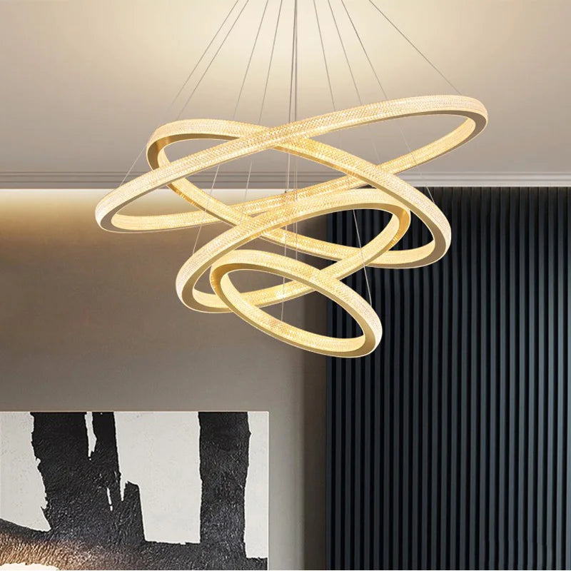 Modern crystal chandelier with LED ring for interior decoration